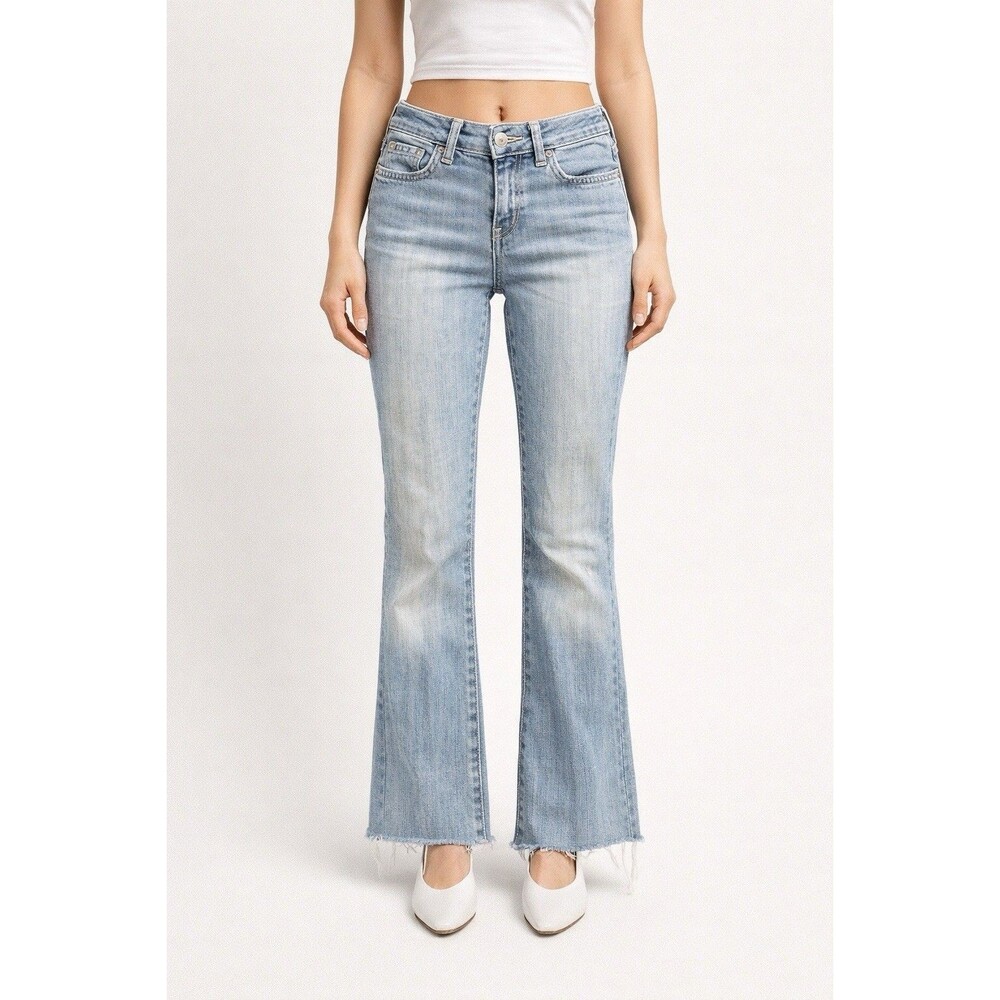 Abercrombie Fitch Womens Light Wash Skinny distressed hem Jeans 27 (4S) petite